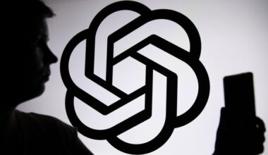 The ChatGPT logo appears with a person holding a phone in their hand