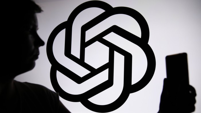 The ChatGPT logo appears with a person holding a phone in their hand