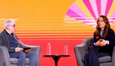 Steven Levy, editor at large for Wired, interviews Mira Murati at a conference in December
