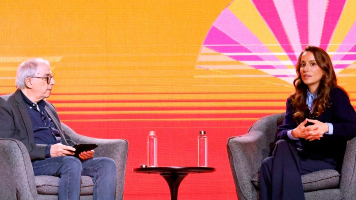 Steven Levy, editor at large for Wired, interviews Mira Murati at a conference in December
