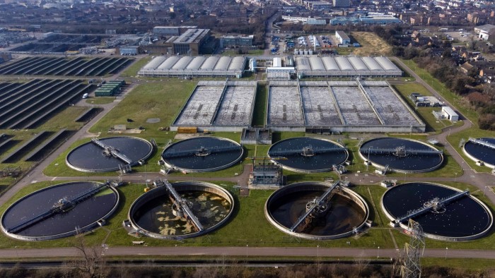 aerial view of the North London sewage treatment works, operated by Thames Water,