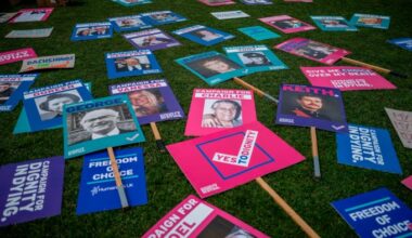 Campaign placards outside the houses of parliament