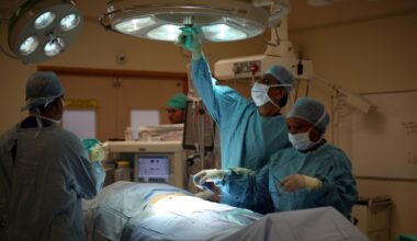 An NHS surgical team at a hospital in Milton Keynes, UK