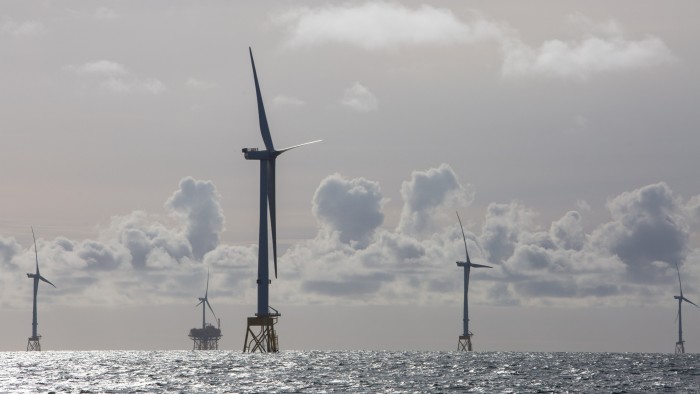 A wind farm in the North Sea near Scotland