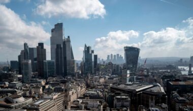 City of London skyline as seen from St.Paul’s cathedral.