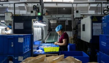 A worker in a toy factory in Shenzhen, China