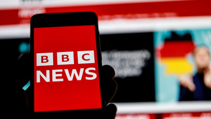 The BBC News logo on a smartphone screen