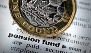 Dictionary definition of words pension fund with one pound coin