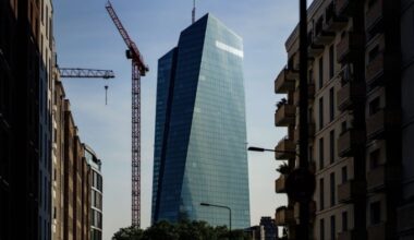 View of the European Central Bank in Frankfurt, Germany
