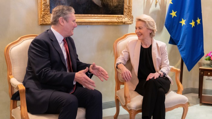 Keir Starmer, leader of the Labour Party, meets Ursula von der Leyen, President of the European Union