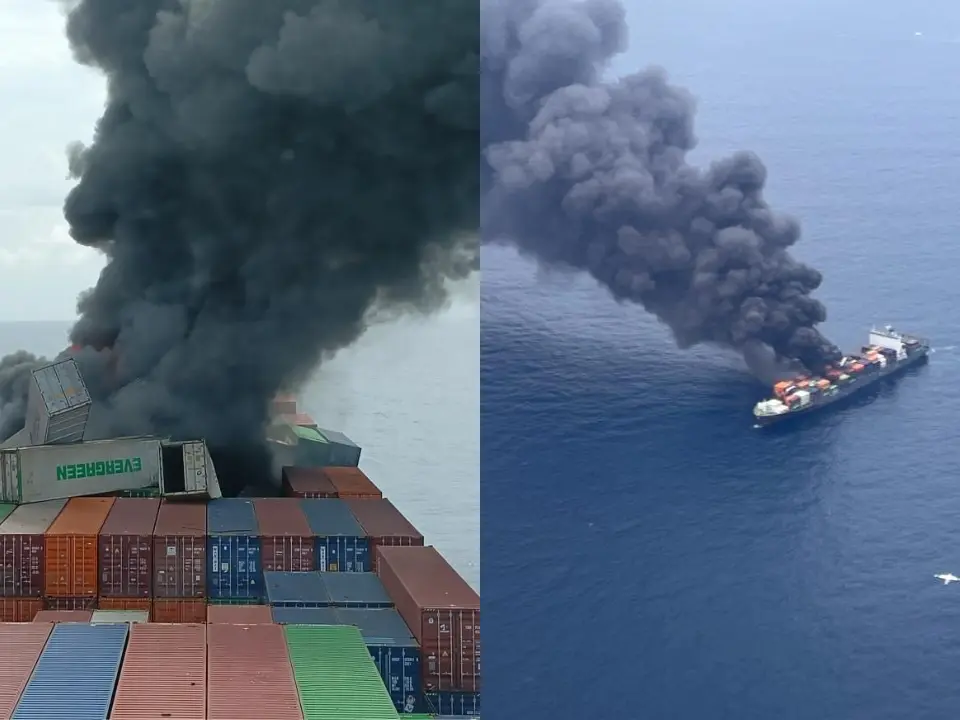  Cargo ship ablaze off Kerala as Indian Coast Guard and Navy rush to help 