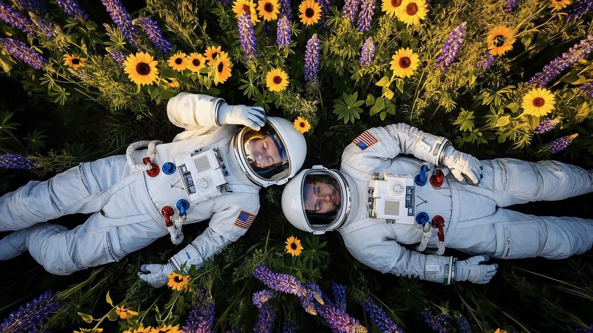 A screenshot of a video of two astronauts created by google veo 3