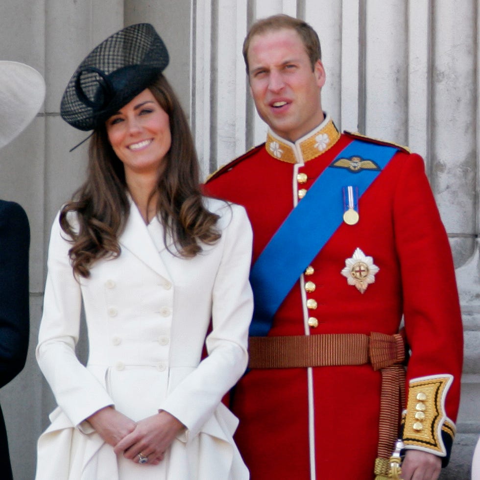 london, united kingdom june 11: (embargoed for publication in uk newspapers until 48 hours after create date and time) catherine, duchess of cambridge and prince william, duke of cambridge stand on the balcony of buckingham palace after the trooping the colour parade on june 11, 2011 in london, england. the ceremony of trooping the colour is believed to have first been performed during the reign of king charles ii. in 1748, it was decided that the parade would be used to mark the official birthday of the sovereign. more than 600 guardsmen and cavalry make up the parade, a celebration of the sovereigns official birthday, although the queens actual birthday is on 21 april. (photo by indigo/getty images)