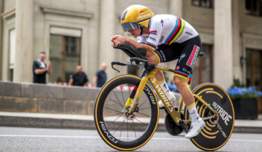 Remco Evenepoel (Soudal-QuickStep) rides to TT victory on stage 5 of the Tour of Romandie