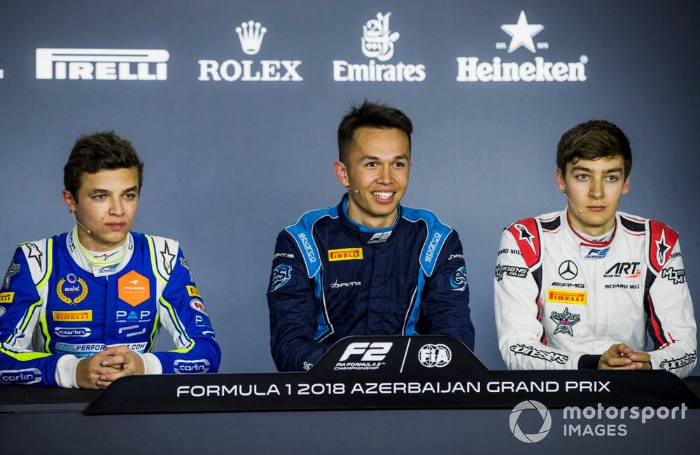 Lando Norris, Carlin, Alexander Albon, DAMS, George Russell, ART Grand Prix
