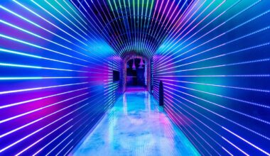 A tunnel full of glowing light lines