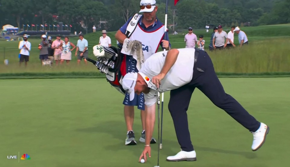 The Irish golfer soon immediate realised his mistake and put his ball back down