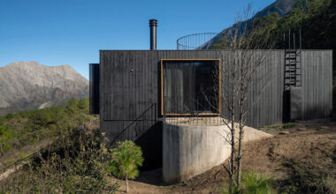 wooden shell wraps eco cabins by S-AR framing mexican valley views