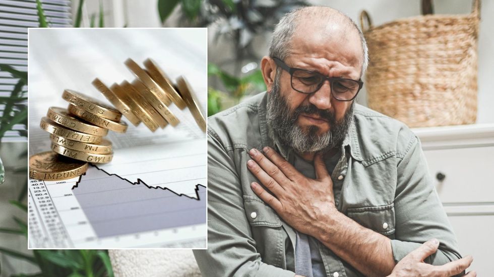 Man feeling ill and pounds falling