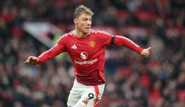 MANCHESTER, ENGLAND - FEBRUARY 02: Rasmus Hojlund of Manchester United in action during the Premier League match between Manchester United FC and Crystal Palace FC at Old Trafford on February 02, 2025 in Manchester, England. (Photo by Michael Regan/Getty Images)