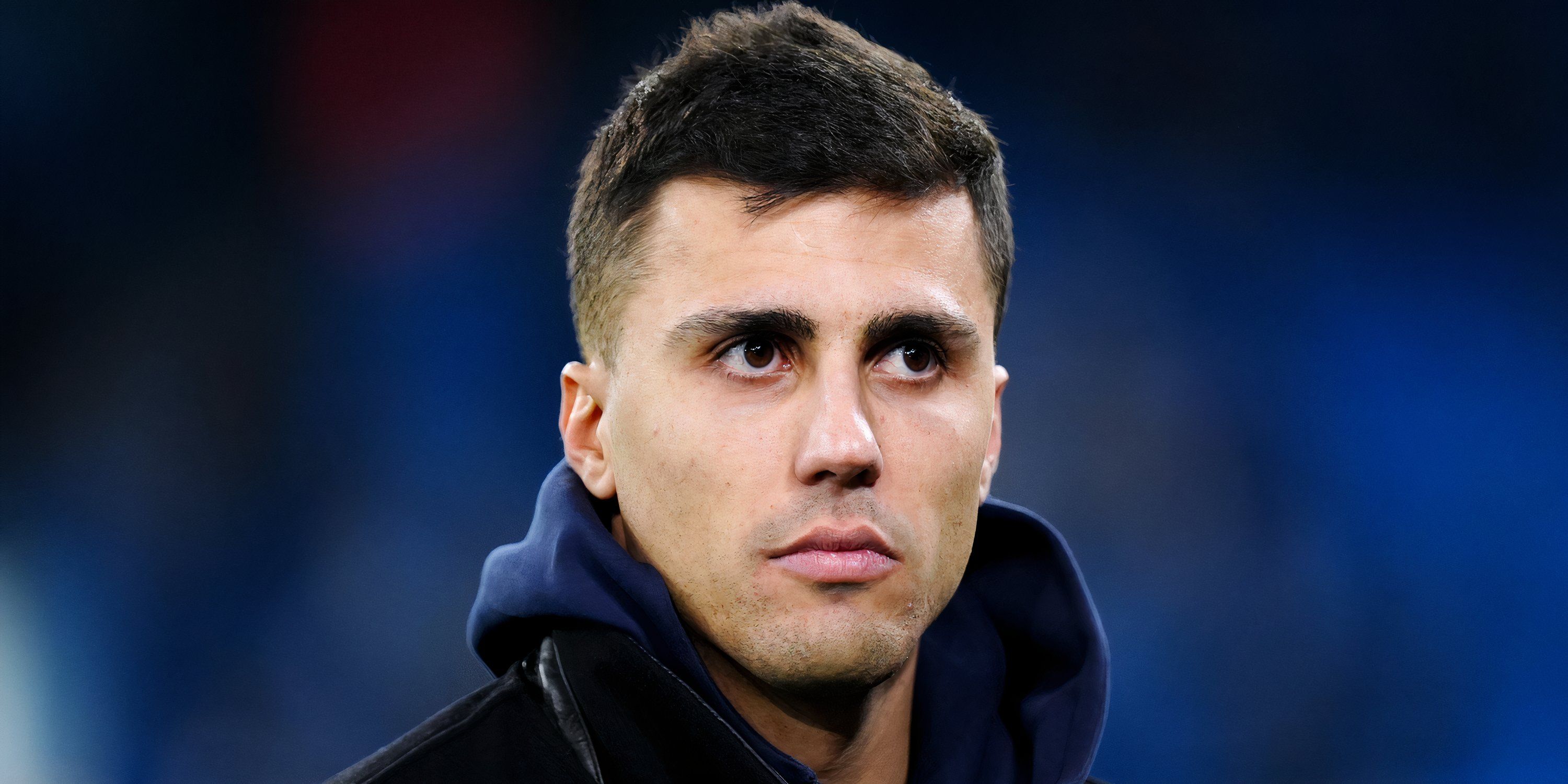 Manchester City defensive midfielder Rodri at the Etihad Stadium as he recovers from injury