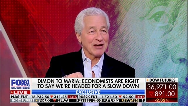 JP Morgan Chase CEO Jamie Dimon says economists are correct that the economy will experience a slowdown and that he personally thinks a recession is 