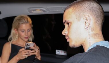 Romeo Beckham, 22, sparks romance rumours with German model Caroline Daur, 30, in Paris as they leave hotel after party