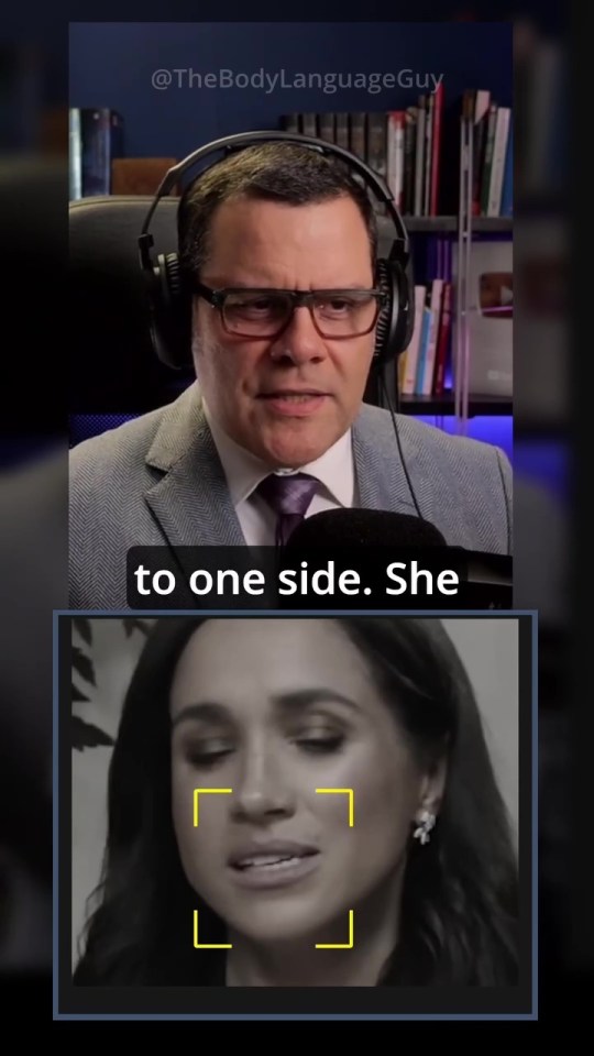 Video of a body language expert discussing Meghan Markle's expression.