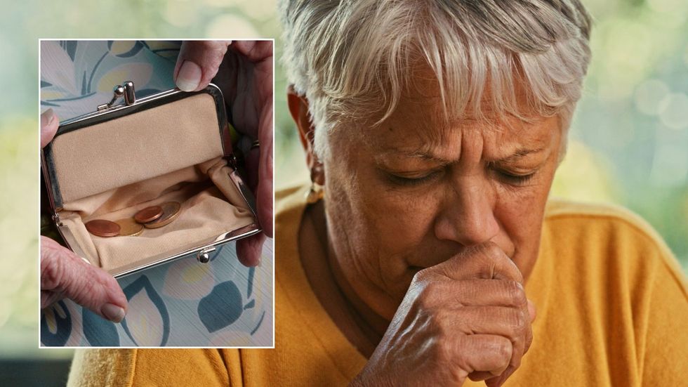 Older woman and empty purse