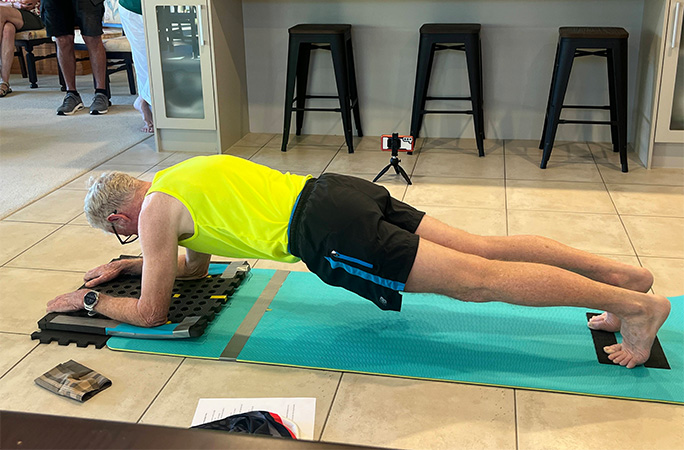 Maynard planking viewed from the side