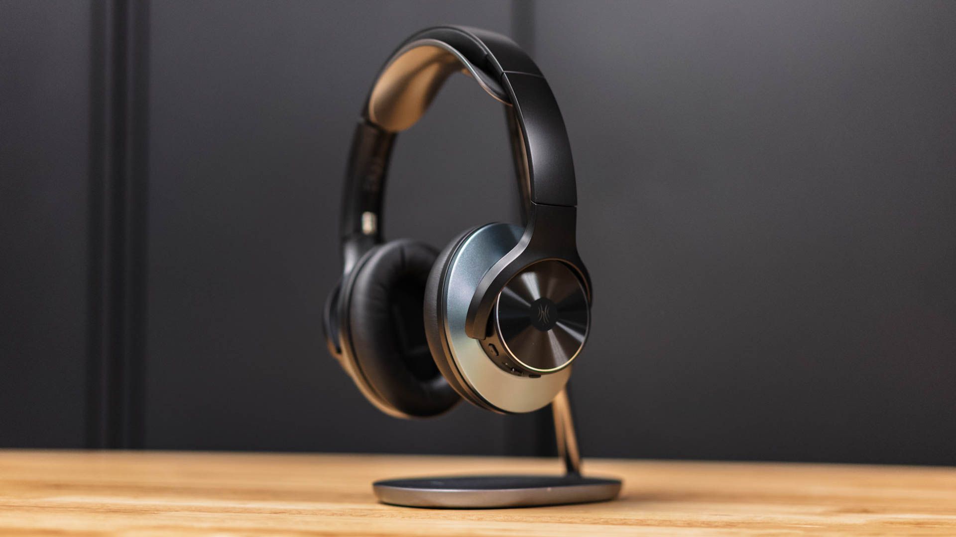 OneOdio A10 Hybrid Active Noise Cancelling Headphones on a headphone stand