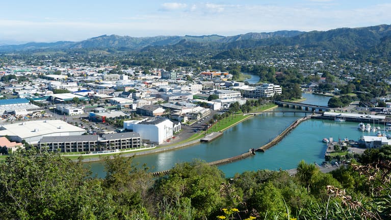 Overlooking the town of Gisborne, New Zealand from Kaiti Hill.