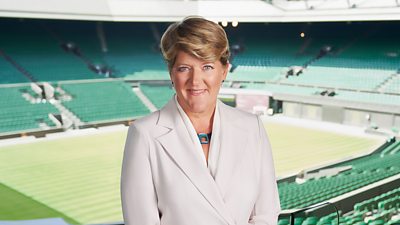 Clare Balding in the stands at Wimbledon