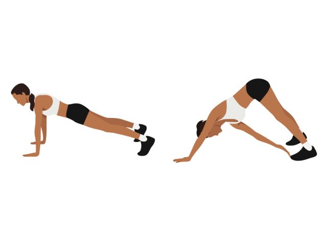 plank toe touches