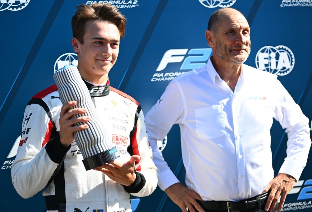 Pole sitter Dino Beganovic, Hitech TGR with Bruno Michel, F2 & F3 CEO