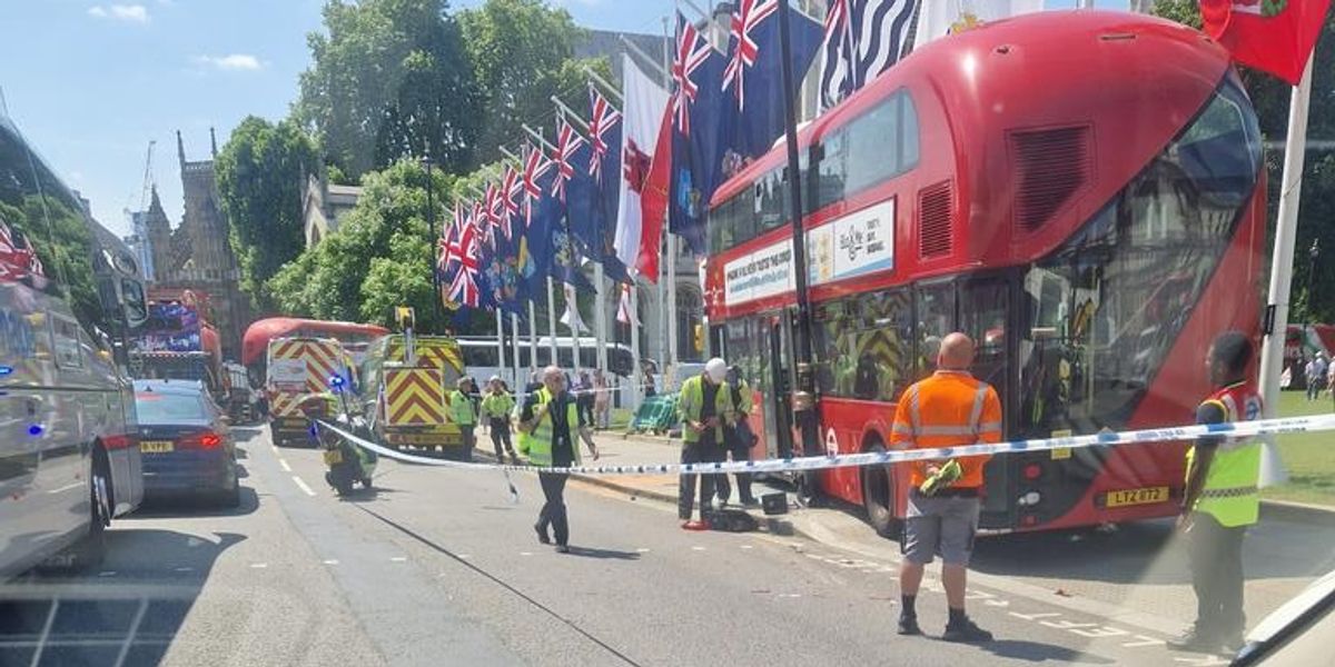 TfL double-decker smashes into Parliament Square as emergency services lock down scene