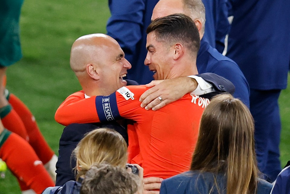 Ronaldo and Martinez failed to contain their delight after Portugal won the Nations League