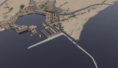 A reconstruction of the Imperial harbour at Portas, Rome, by Renato Saleri © R. Fabro - R. Saleri