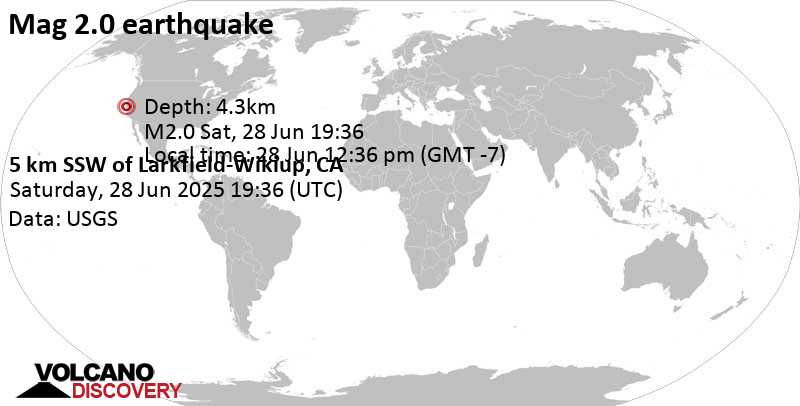2.0 quake 3.6 mi northwest of Santa Rosa, Sonoma County, California, United States, Jun 28, 2025 12:36 pm (GMT -7)