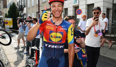 Stage 2 winner Jonathan Milan of Lidl-Trek