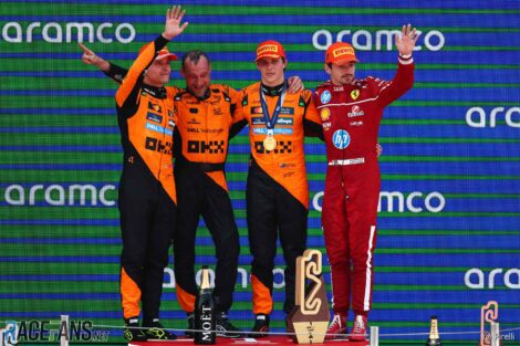 Oscar Piastri, Lando Norris, Charles Leclerc, Circuit de Catalunya, 2025