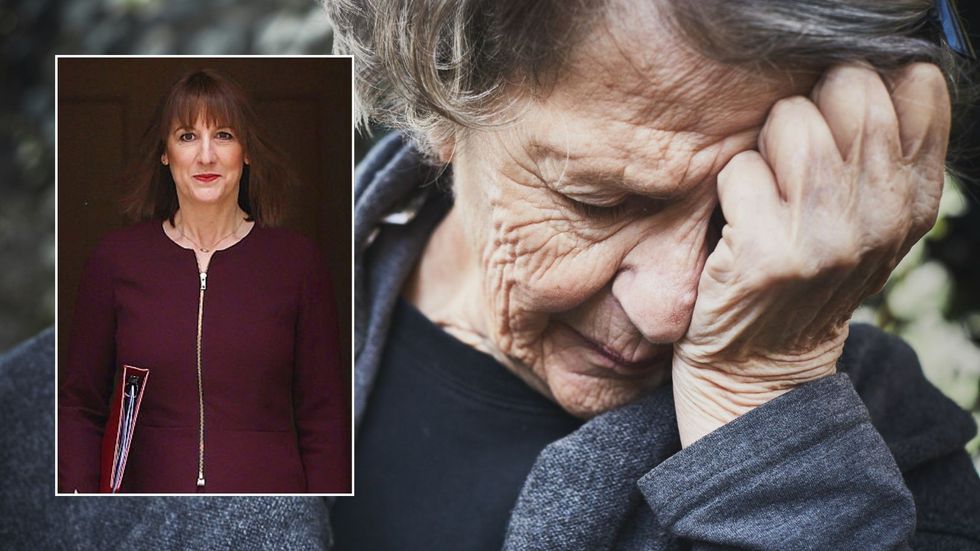 Rachel Reeves and crying pensioner