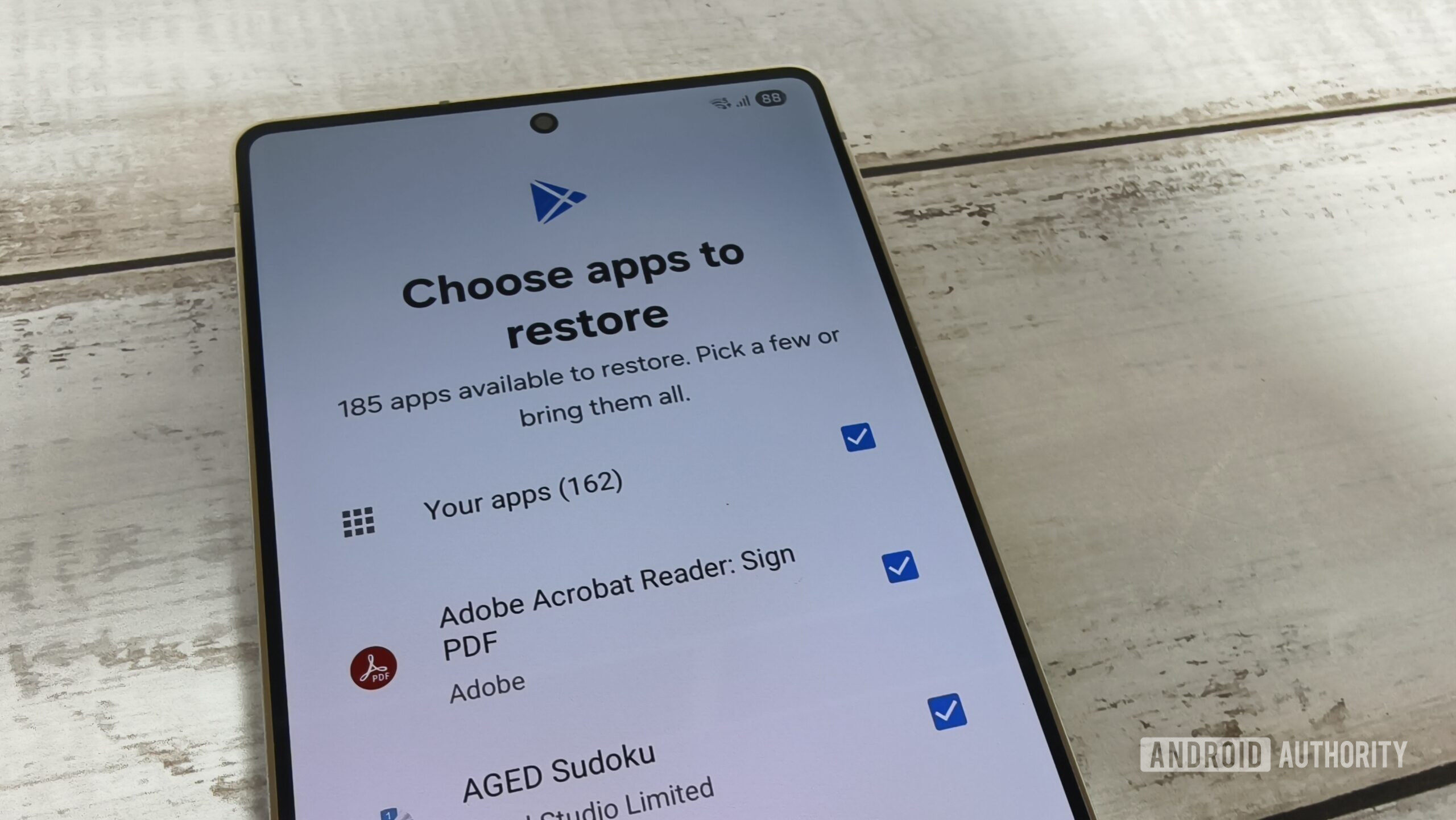 restoring apps on new smartphone from a google backup