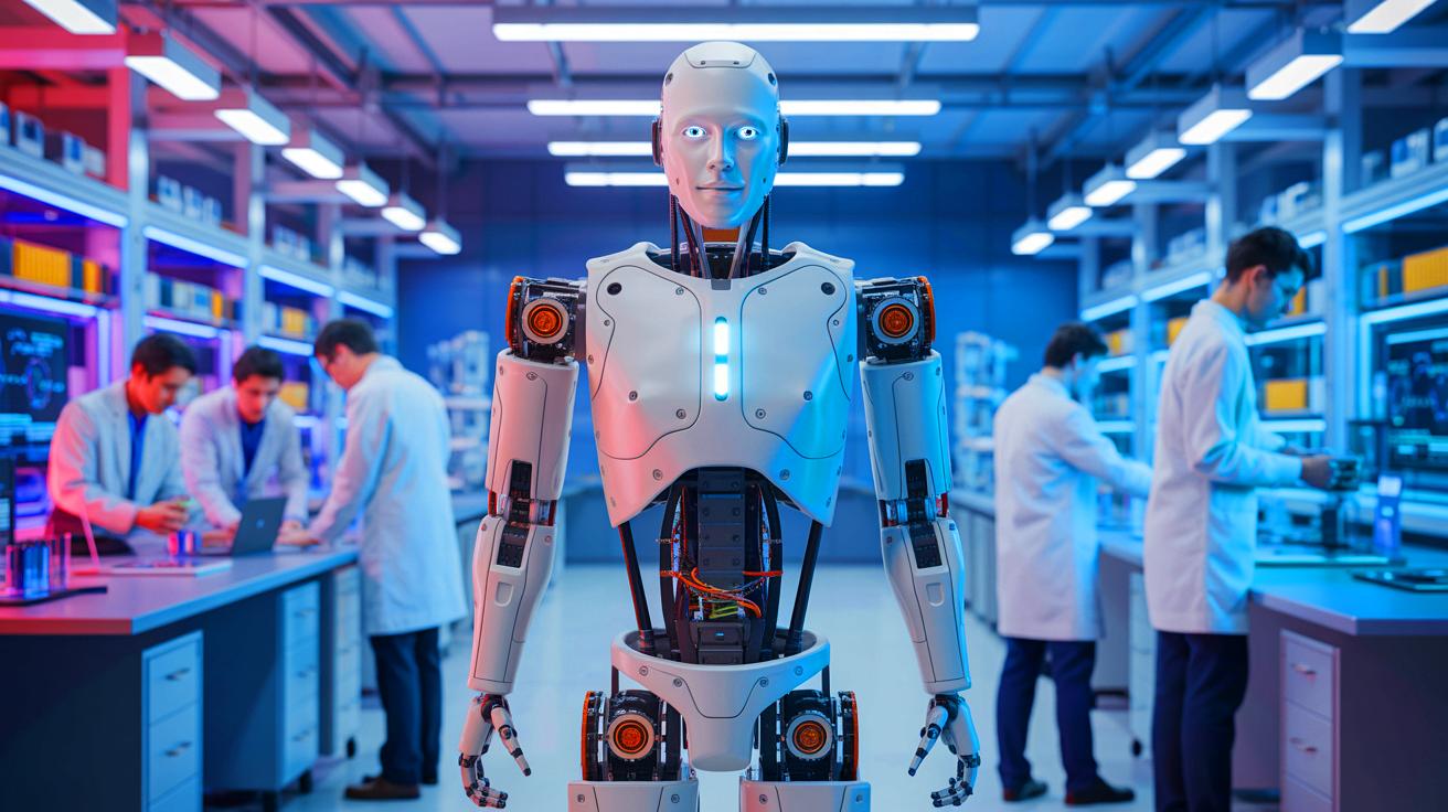 Illustration of the Berkeley Humanoid Lite robot, an open-source project designed to make robotics accessible to beginners. Image generated by AI.