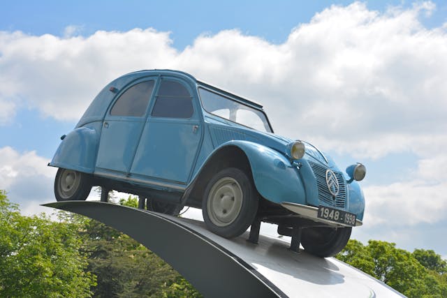 Citroen 2CV roadside attraction in Lempdes, France