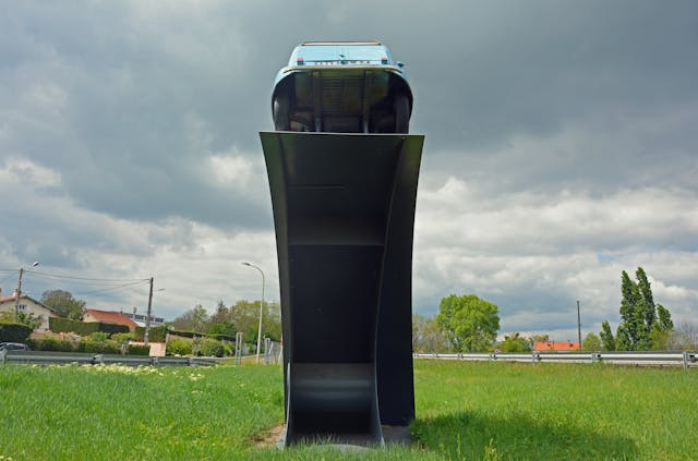 Citroen 2CV roadside attraction in Lempdes, France