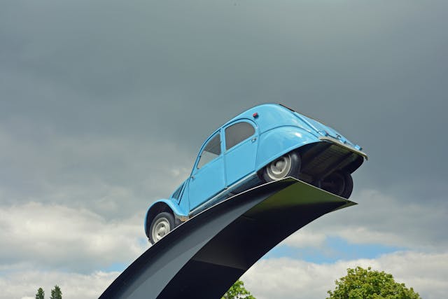 Citroen 2CV roadside attraction in Lempdes, France