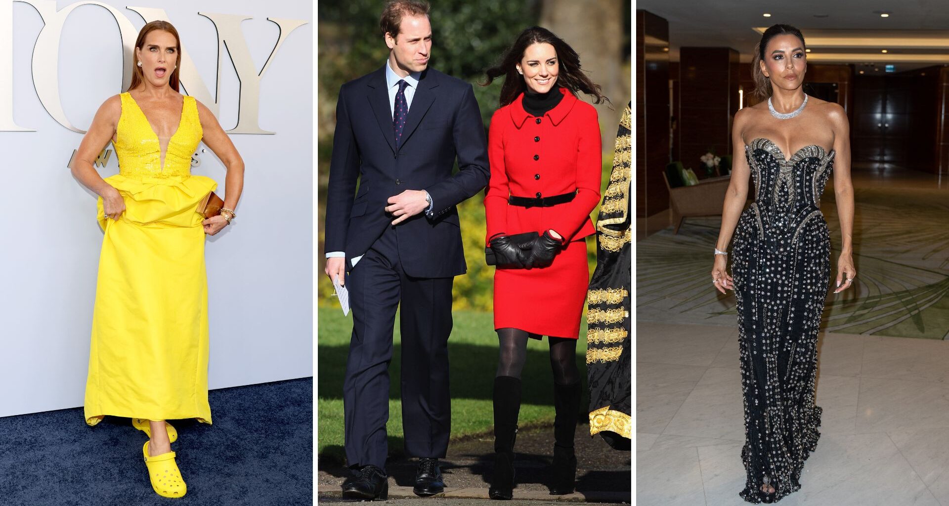 L-R: Brooke Shields, Prince William and Kate Middleton, Eva Longoria
