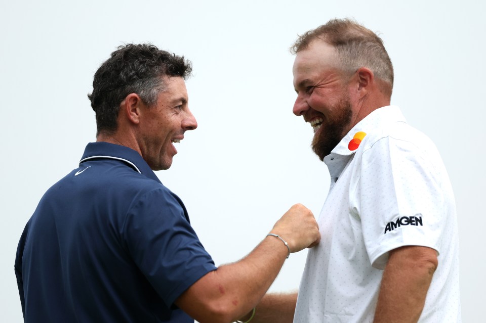 Lowry shared a joke with playing partner Rory McIlroy over his 14th hole gaffe