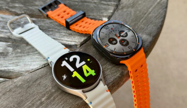The Samsung Galaxy Watch 7 (left, silver) and Samsung Galaxy Watch Ultra (right, black) side-by-side